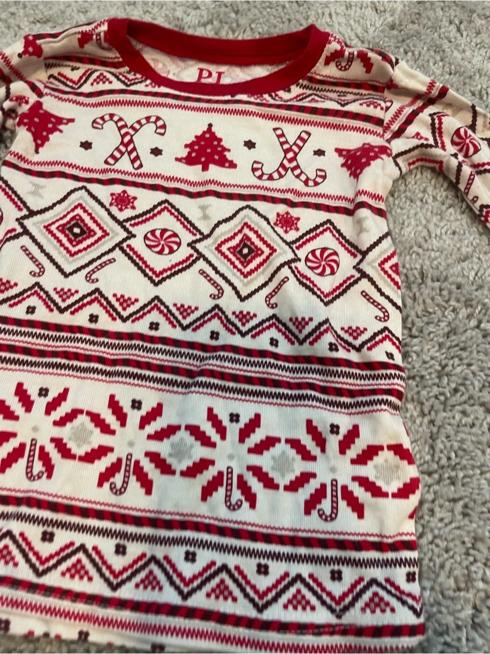Place Red & Cream Fair Isle Kids Pajama Leggings